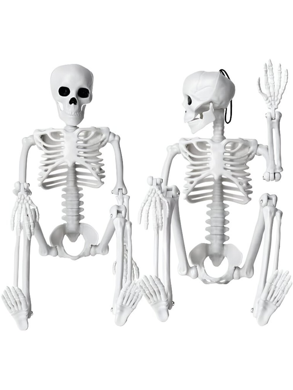 2pcs Skeleton Halloween Decoration, 16” Full Body Posable Halloween Skeleton